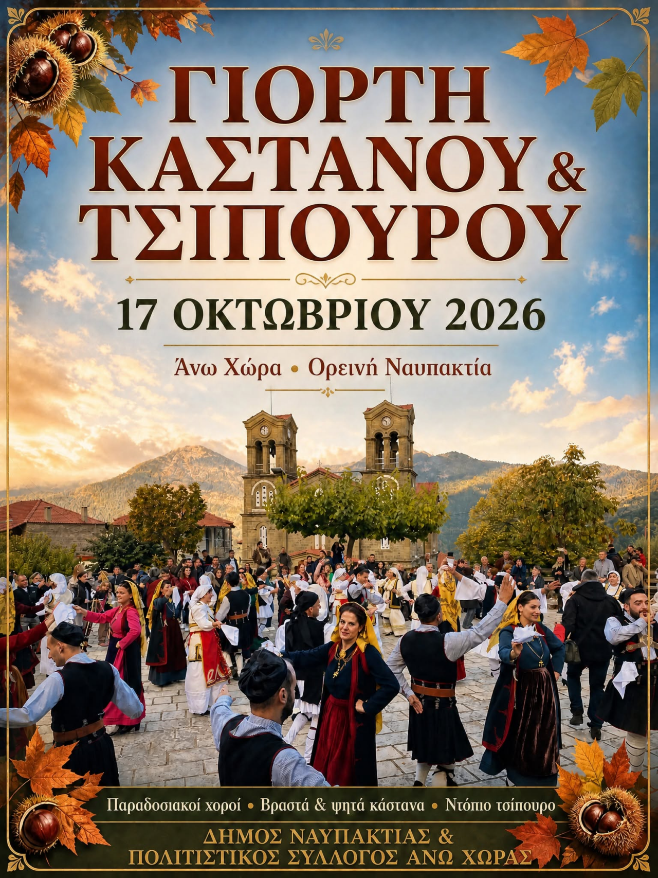 Ναυπακτία: Γιορτή κάστανου & τσίπουρου στην Άνω Χώρα το Σάββατο 17.10.26